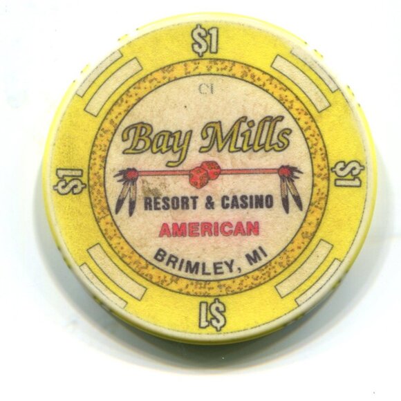 Bay Mills Resort & Casino Brimley, MI $1 Gaming Chip (b692-6) - Picture 1 of 1